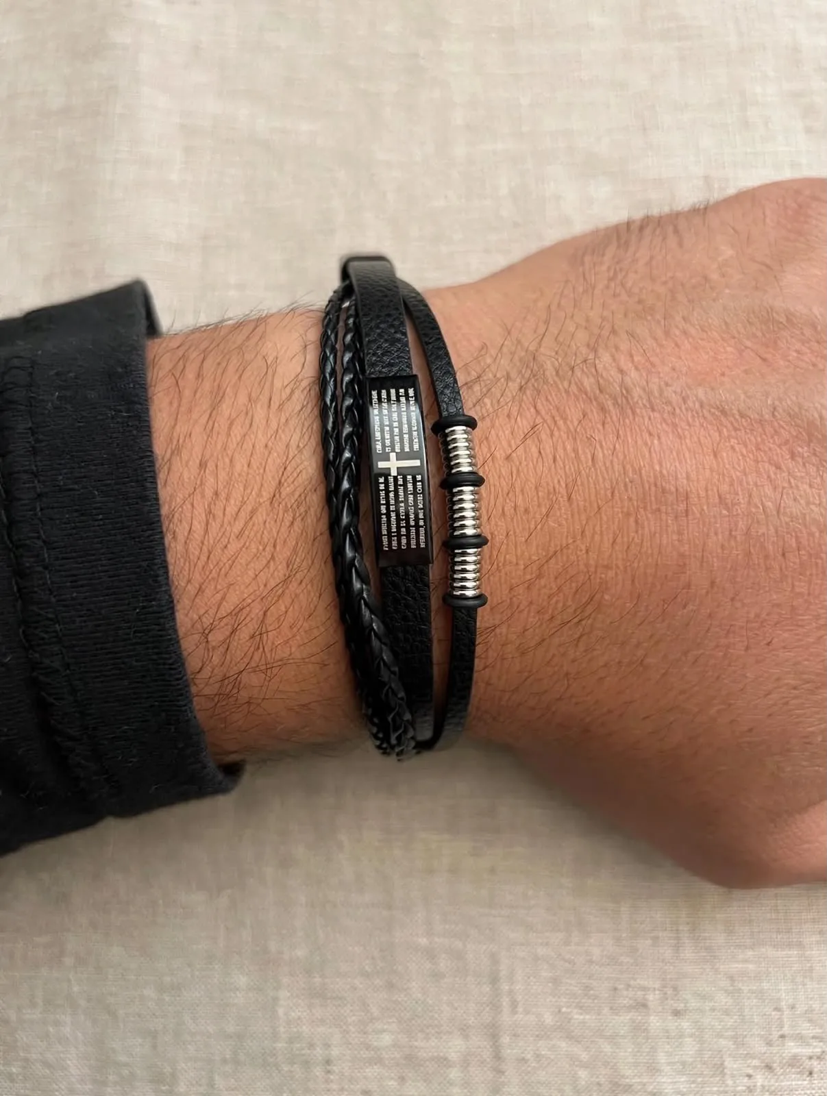 Pulsera Hombre Cruz Negra