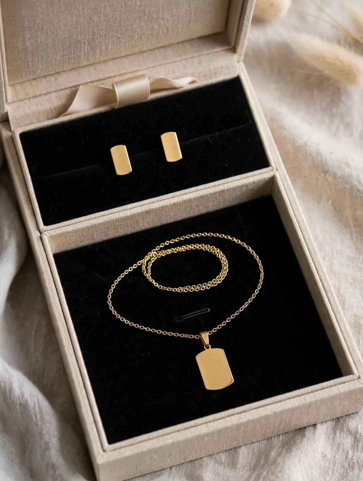 Set Bar Necklace placa dog tag